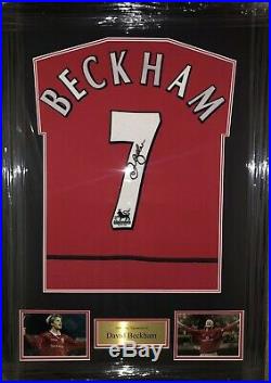 Signed David Beckham Manchester United Home Shirt England Framed Home Numbered