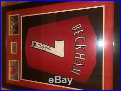 Signed David Beckham Manchester United Red Shirt In Large Professional Frame
