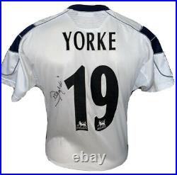 Signed Dwight Yorke Retro Manchester United Umbro Away Shirt Aston Villa