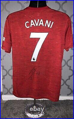 Signed Edinson Cavani Manchester United 20/21 Home Shirt Proof Uruguay