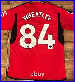 Signed Ethan Wheatley Manchester United 23/24 Home Shirt Proof