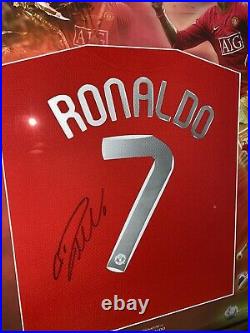 Signed Framed Cristiano Ronaldo Manchester United Home Shirt Real Madrid Juve