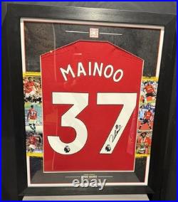 Signed Framed Kobbie Mainoo Manchester United Shirt WithCOA & Proof & QR Code Tech