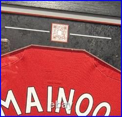 Signed Framed Kobbie Mainoo Manchester United Shirt WithCOA & Proof & QR Code Tech