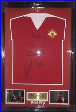Signed Framed Manchester United Home Shirt By Cantona Scholes Ronaldo Robson Law