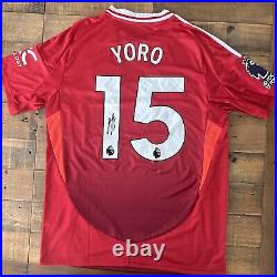 Signed Leny Yoro Manchester United 24/25 Home Shirt Proof France