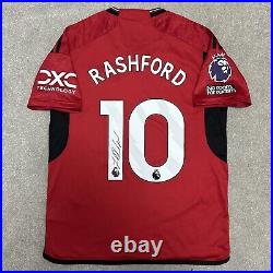Signed MARCUS RASHFORD Manchester United 23/24 Home Football Shirt with COA