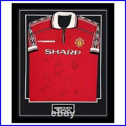 Signed Manchester United Framed Shirt Treble Winners 1999 +COA