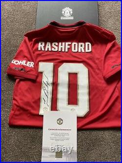 Signed Manchester United Marcus Rashford Shirt OFFICIAL Club COA Boxed Man Utd