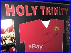Signed Manchester United Retro Holy Trinity Shirt By Best, Law And Charlton