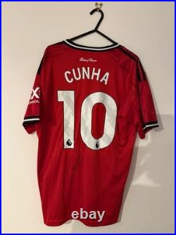 Signed Matheus Cunha Manchester United 25/26 Home Shirt With Proof & COA