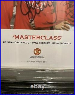 Signed Ronaldo Scholes Robson Manchester United Masterclass Framed Beckett