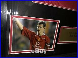 Signed Roy Keane Manchester United Home Shirt Framed Retro Shirt