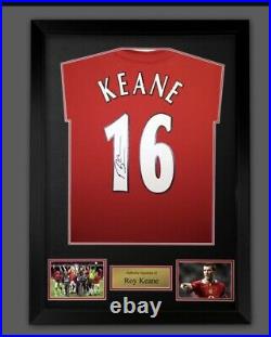 Signed Roy Keane Manchester United shirt in a Ready To Hang frame COA £229