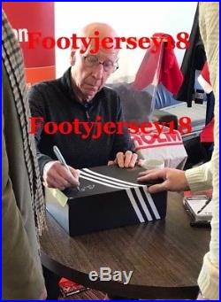 Signed Sir Bobby Charlton Adidas Ashington Manchester United Uk 10 Rare Man Utd