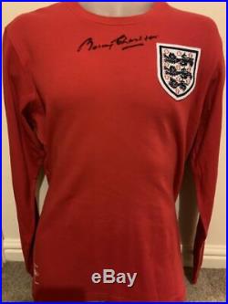 Signed Sir Bobby Charlton England 1966 Retro World Cup Shirt Manchester United 2