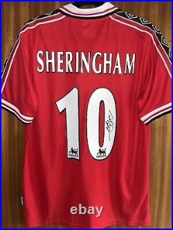 Signed Teddy Sheringham Manchester United Shirt With Coa Premier League Legend