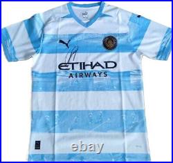 Signed Vincent Kompany Special Edition Sergio Aguero Manchester City Shirt Proof