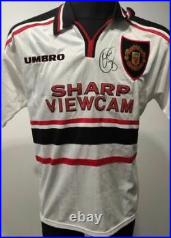 Signed by Ole Gunnar Solskyaer Manchester United 1997-1999 Umbro Away Shirt
