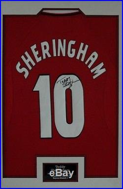 Teddy Sheringham Signed & FRAMED Jersey Manchester United F. C. AFTAL COA (A)