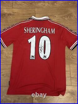 Teddy Sheringham Signed Manchester United Shirt Legend Treble