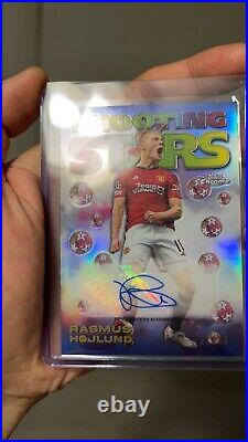 Topps Chrome 23/24, Højlund, signed, shooting stars feature cards /99 wonderkids