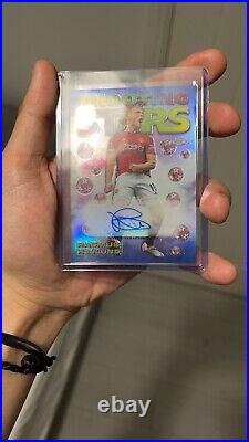 Topps Chrome 23/24, Højlund, signed, shooting stars feature cards /99 wonderkids