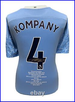 Vincent Kompany Signed Manchester City Career Stats Football Shirt Coa & Proof