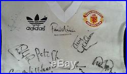 Vintage 1980 Manchester United Shirt Multi Signed Utd/spurs Uefa Cup 1984