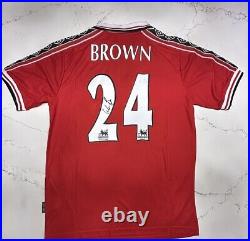 WES BROWN Signed Shirt MANCHESTER UNITED FC 1999 Premier League COA MAN UTD