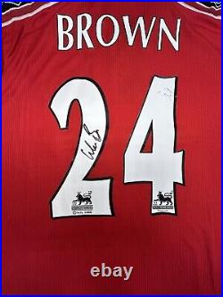 WES BROWN Signed Shirt MANCHESTER UNITED FC 1999 Premier League COA MAN UTD