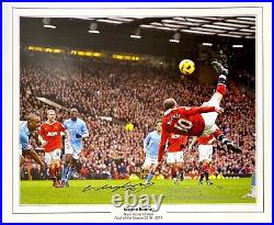 Wayne Rooney Hand Signed Football Soccer Manchester United Poster & AFTAL COA