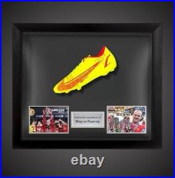 Wayne Rooney Signed Football Boot Manchester United In A Dome Frame £259