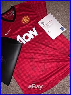 X13 Multi Signed Man Utd 12/13 Home Shirt Autograph Club COA Manchester United